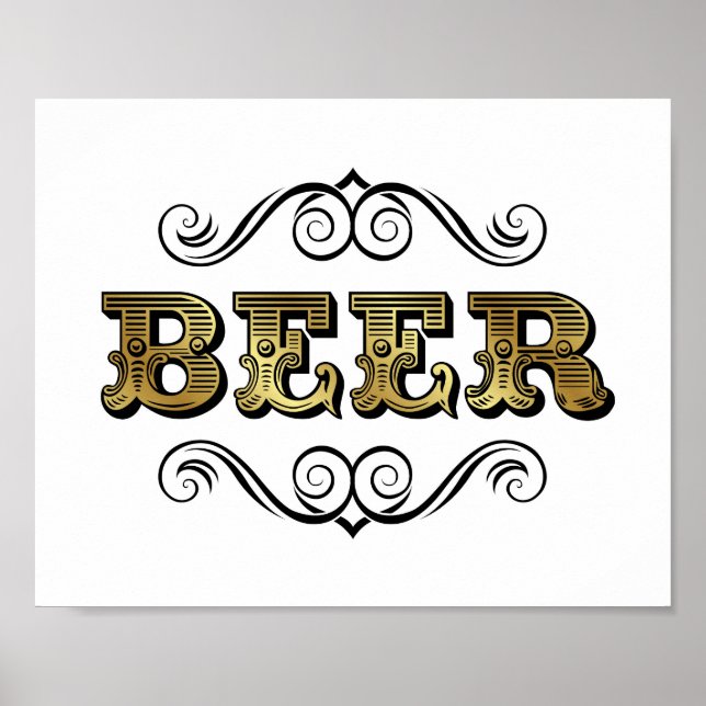 Vintages Gold-BIER-Zeichen Poster (Vorne)
