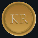 Vintages Gold Elegante Monogram Wax Siegel Runder Aufkleber<br><div class="desc">Vintages Gold Elegante Monogram Wax Siegel</div>