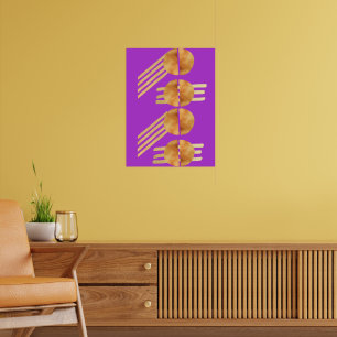 Vintages Gold gegenüber lila Ästhetik Poster