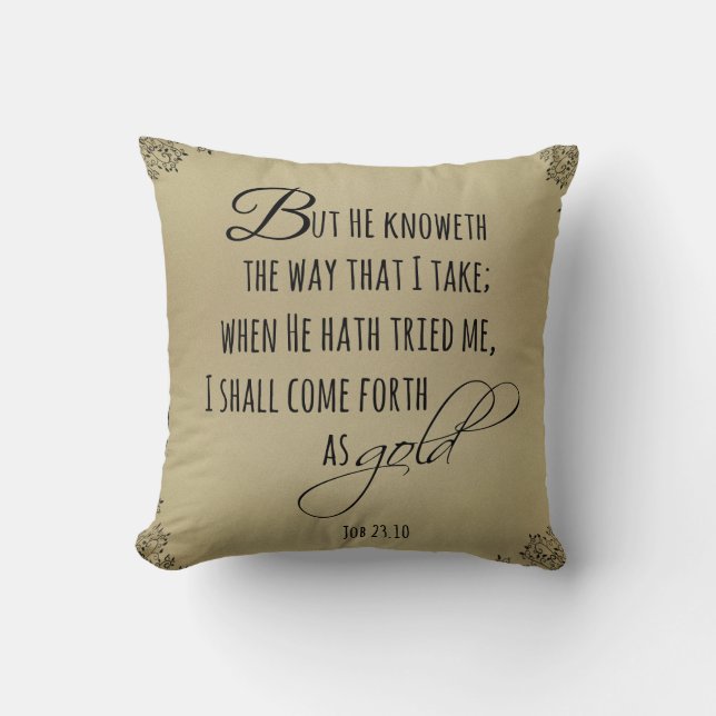 Vintages Gold mit Bibelverse Kissen (Vorderseite)