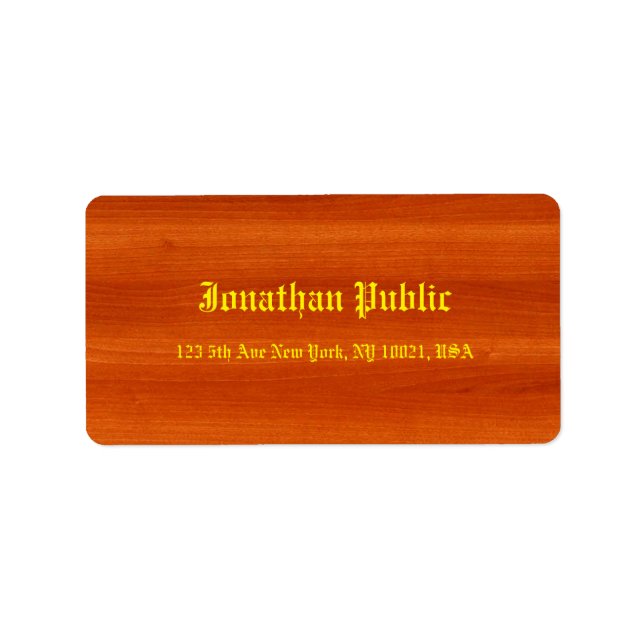 Vintages Gold Script Elegant Walnut Wood Template Adressaufkleber (Vorne)