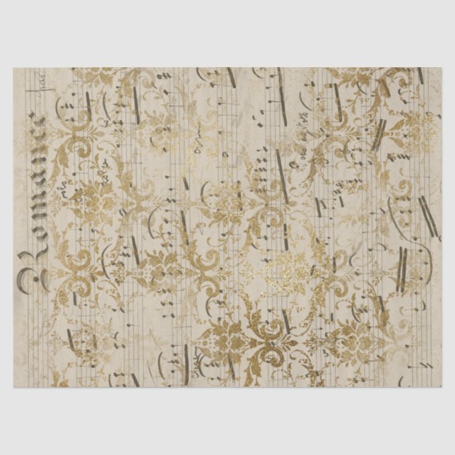 Vintages Gold Sheet Music Tissue Paper Seidenpapier (Vorderseite)