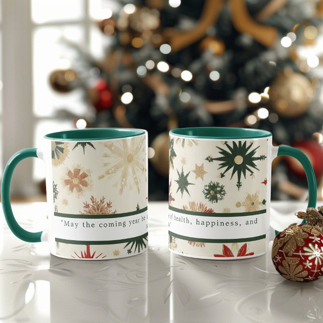 Vintages Gold-Snowfloakes-Muster Personalisiert Tasse (Vintage Gold Snowflakes pattern Personalized Mug)