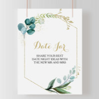 Vintages Gold und grüne Eukalyptus Datum JAR-Unter