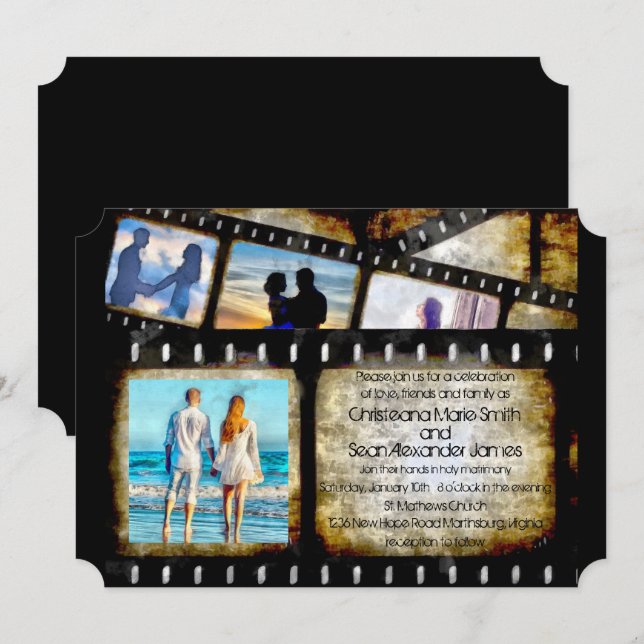 Vintages Gold und schwarzer Einladung (Vorne/Hinten)