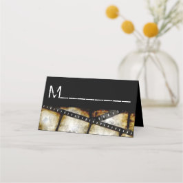 Vintages Gold und Schwarzer Film Strip Wasserfarbe Platzkarte