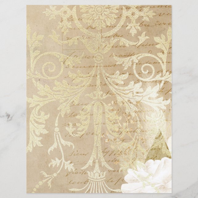 Vintages Gold Verziertes Blumenzellenbuch (Vorderseite)