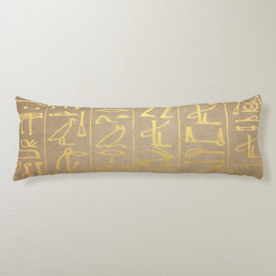 Vintages Goldägyptischer Hieroglyphen-Papier-Druck Seitenschläferkissen
