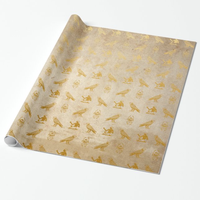 Vintages Goldägyptischer Papierdruck Geschenkpapier (Ungerollt)