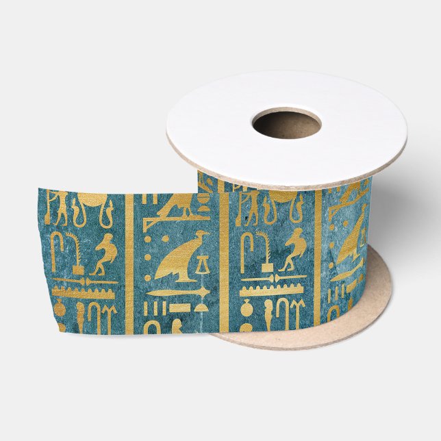 Vintages Goldägyptischer Papierdruck Satinband (Spule)
