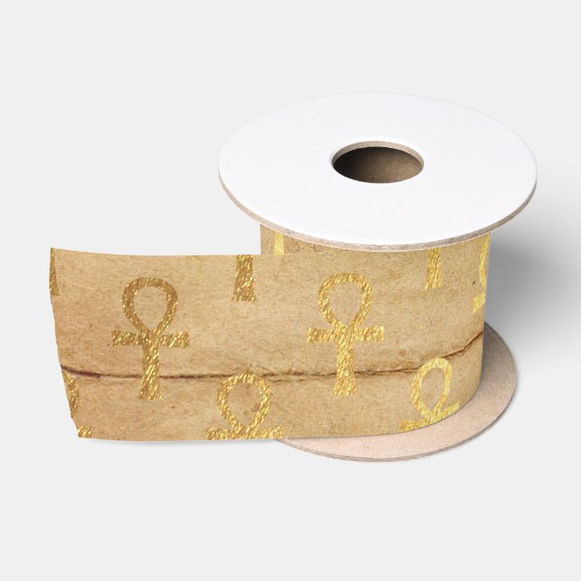 Vintages Goldägyptischer Papierdruck Satinband (Spule)