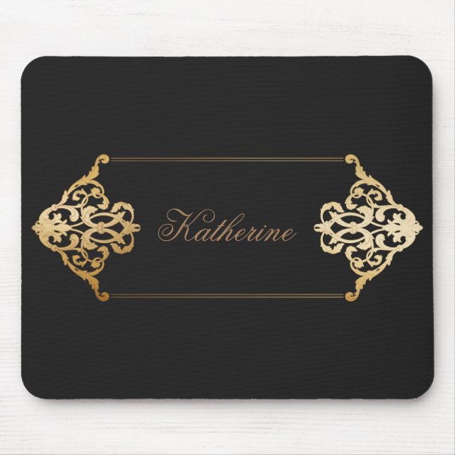 Vintages Golddekorationsmonogramm Mousepad (Vorne)