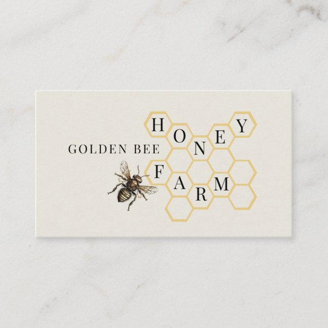 Vintages Golden Bee Logo Honeycomb Beekeeper Visitenkarte (Vorderseite)