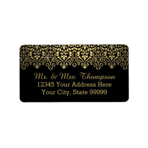 Vintages Golden Lace Elegantes Hochzeitsplatz Adressaufkleber