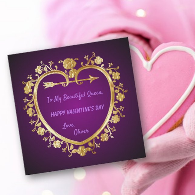 Vintages Goldenes Herz Feiertagskarte (Von Creator hochgeladen)