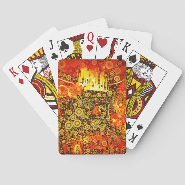 Vintages Goldfeuer Abstrakt Spielkarten (Rückseite)