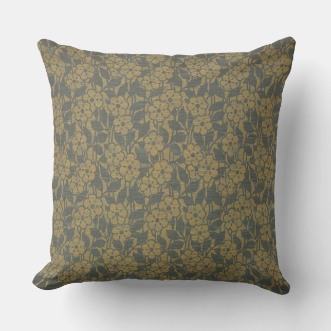 Vintages goldgraues Damaskusmuster Kissen (Vorderseite)