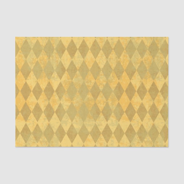 Vintages Goldharlequin-bedrücktes Diamantmuster Seidenpapier (Vorderseite)