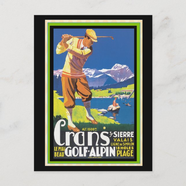 Vintages Golf Crans-sur-Sierre Vintage Poster Postkarte (Vorderseite)