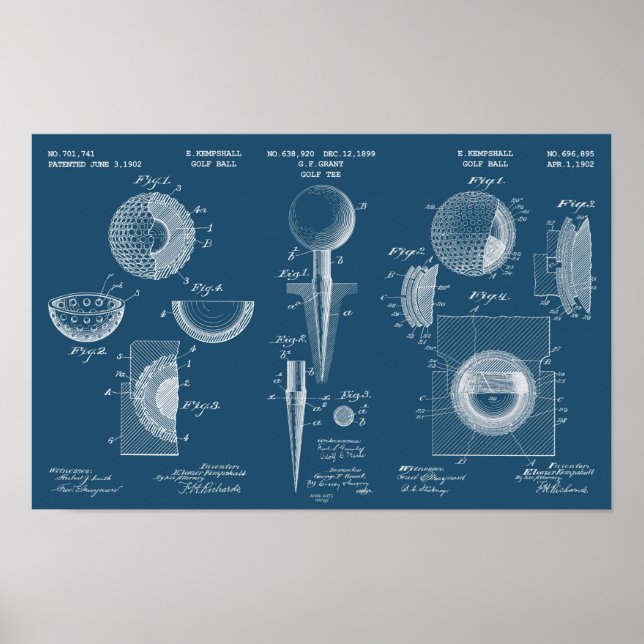 Vintages Golf Patent Poster 1 Cyanograph (Vorne)