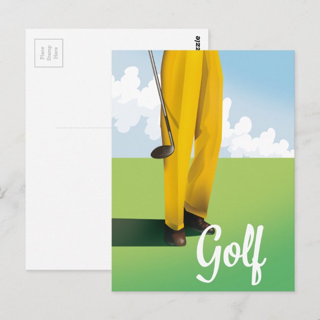Vintages Golfplakat Postkarte (Vorne/Hinten)
