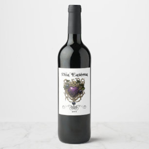 Vintages Goth, Beverage Label Set, Lila Kunst Weinetikett