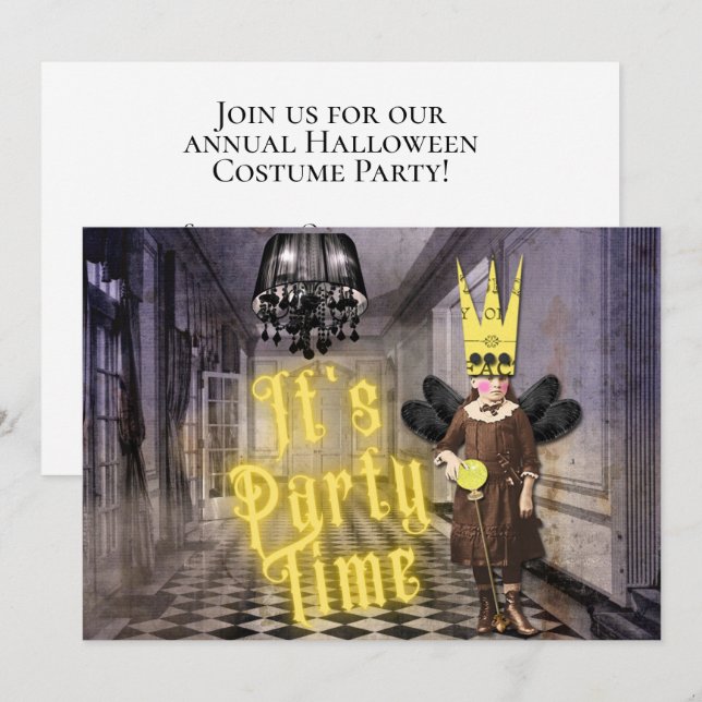 Vintages Goth Halloween Kostüm-Party Einladung (Vorne/Hinten)