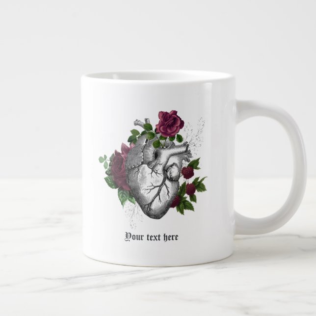 Vintages Gothic Burgund Blumenherz Jumbo-Tasse (Rechts)