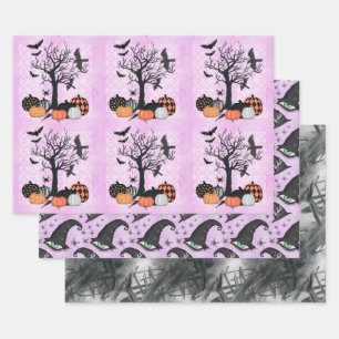 Vintages Gothic Pumpkin Hexenhut Halloween-Geschen Geschenkpapier Set
