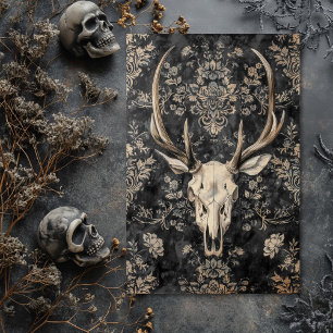 Vintages Gothic Skeleton Skull Decoupage Seidenpapier