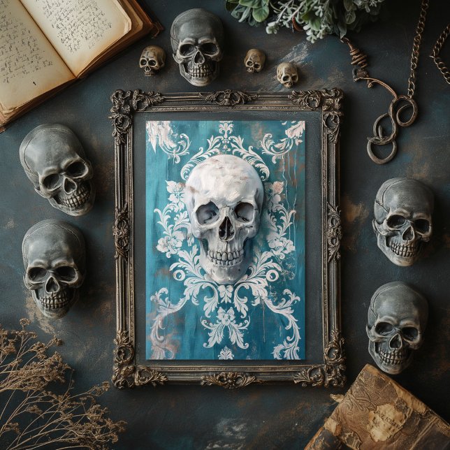 Vintages Gothic Skeleton Skull Decoupage Seidenpapier (Von Creator hochgeladen)