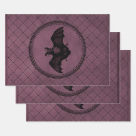 Vintages gotisches Halloween-Boot auf Lila Geschenkpapier Set
