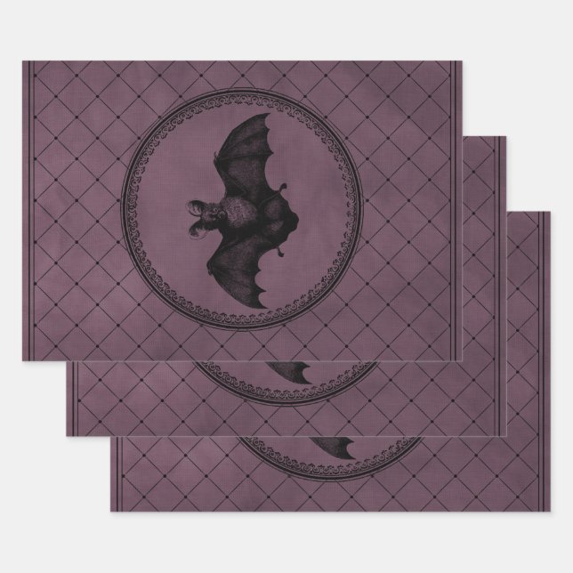 Vintages gotisches Halloween-Boot auf Lila Geschenkpapier Set (Set)