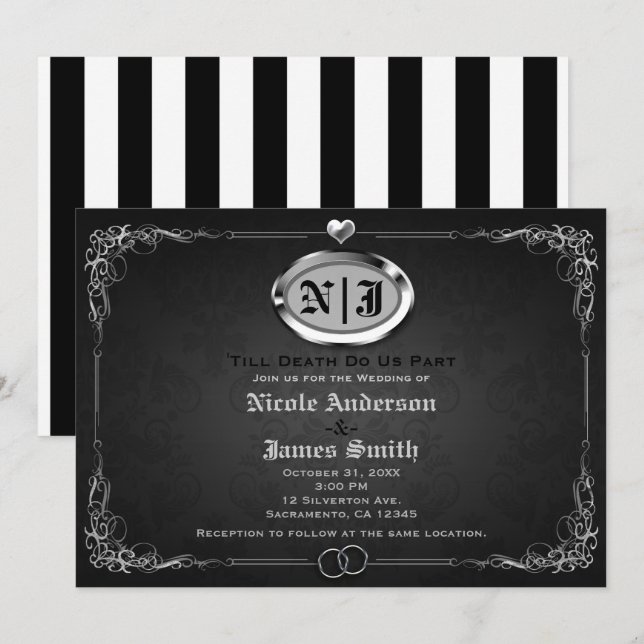 Vintages gotisches Halloween Einladung (Vorne/Hinten)