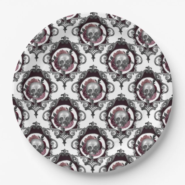 Vintages gotisches Halloween Pappteller (Vorderseite)