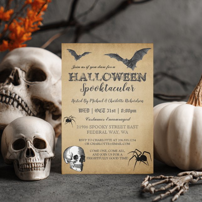Vintages gotisches Halloween-Party Einladung (Vintage Gothic Halloween Party Invitation)