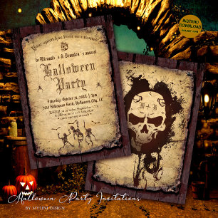 Vintages gotisches Halloween-Party Einladung