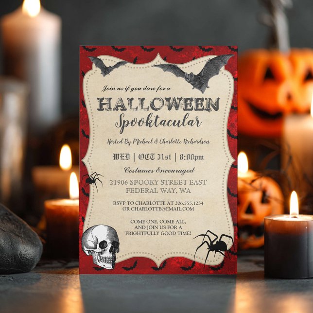 Vintages gotisches Halloween-Party Einladung (Vintage Gothic Halloween Party Invitation)