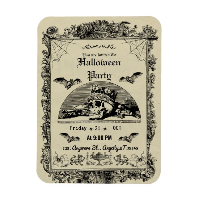 Vintages gotisches Halloween-Party Einladung Magnet (Vertikal)