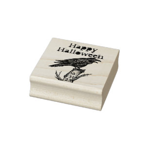 Vintages gotisches Halloween-Rabe Gummistempel