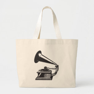 Vintages Grammophon Jumbo Stoffbeutel