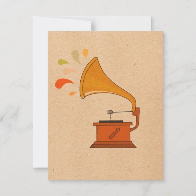 Vintages Grammophon mit braunen Musikspritzen (Vorderseite)