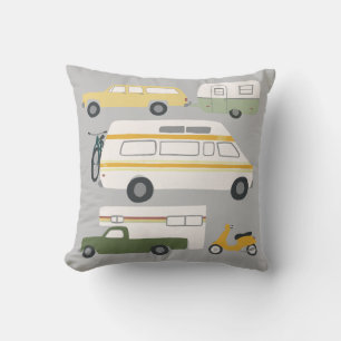 Vintages Grau Camper-Anhänger RV Motorhome Vanlif Kissen