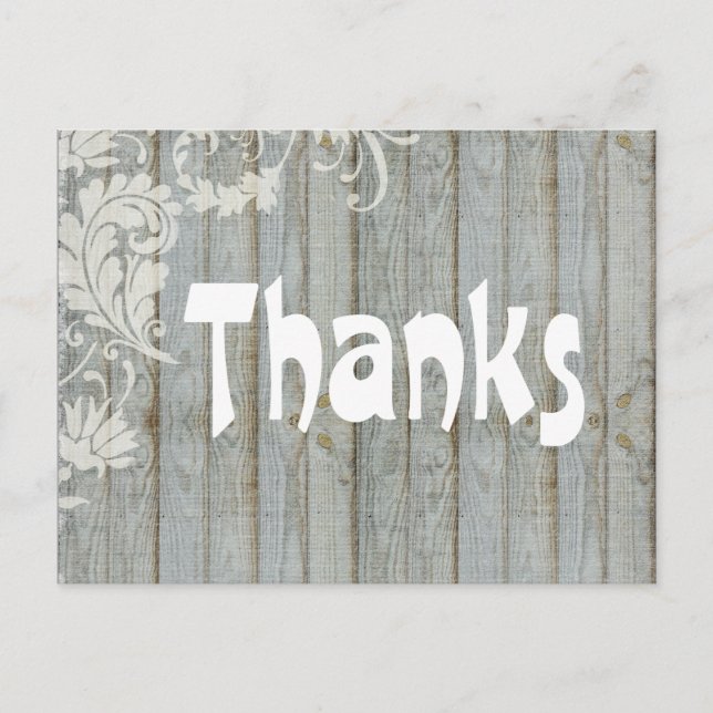Vintages graues, gestörtes Holz Danke, Postkarte (Vorderseite)
