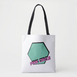 Vintages graues Hexagon mit rosa Circle Text Tasche