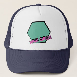 Vintages graues Hexagon mit rosa Circle Text Truckerkappe