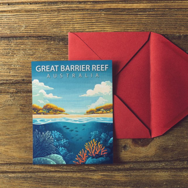 Vintages Great Barrier Reef Postkarte (vintage great barrier reef australia postcard)