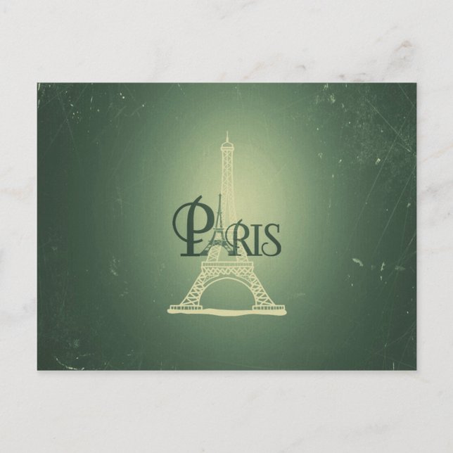 Vintages Green Eiffel Tower Paris Design Postkarte (Vorderseite)
