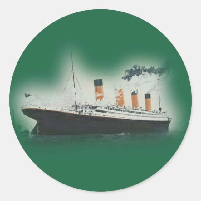 Vintages Green Titanic Ship Weihnachten Runder Aufkleber (Vorderseite)