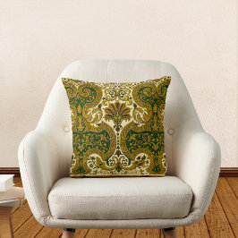 Vintages Green und Gold Floral Muster Kissen